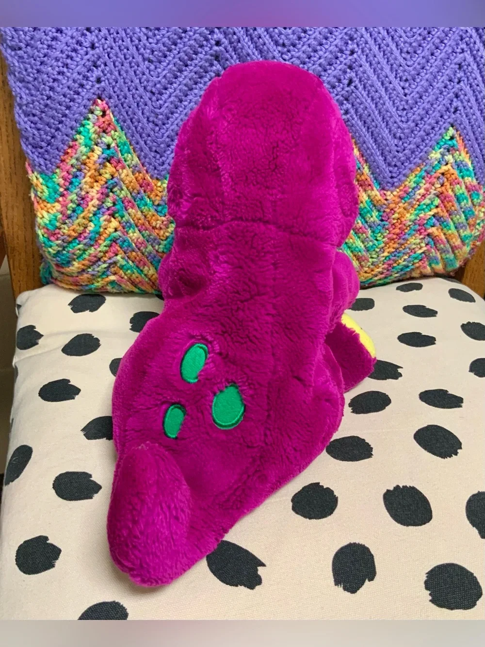 Vintage BARNEY Purple Dinosaur Dakin The Lyons Group Plush Hand Puppet Toy 1992